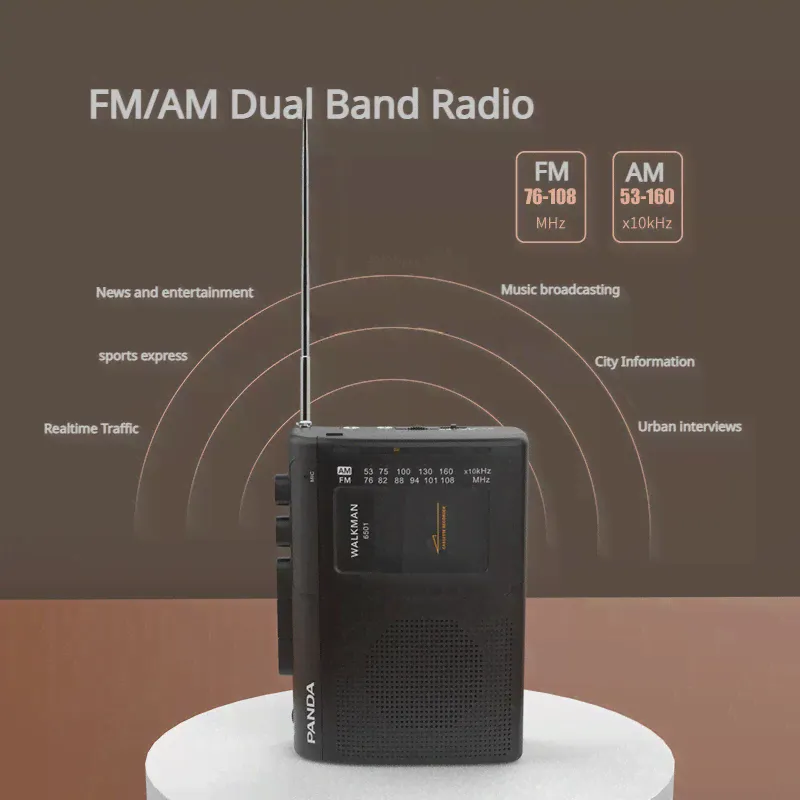 Портативный кассетный плеер с ретро-поддержкой Walkman для прослушивания музыки и записи AM/FM